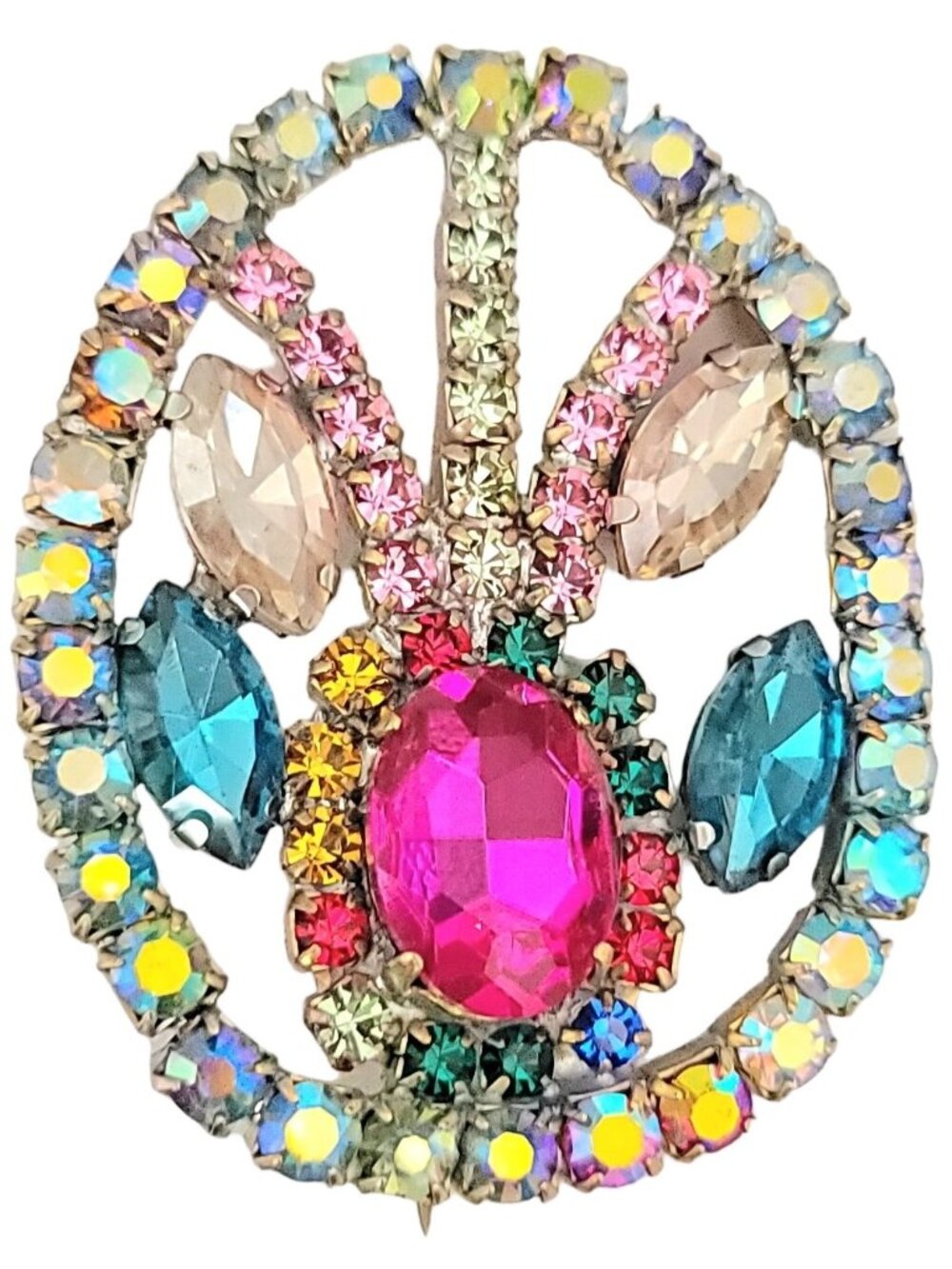 Czech Prong Set Rhinestone Easter Egg Brooch Pin M118